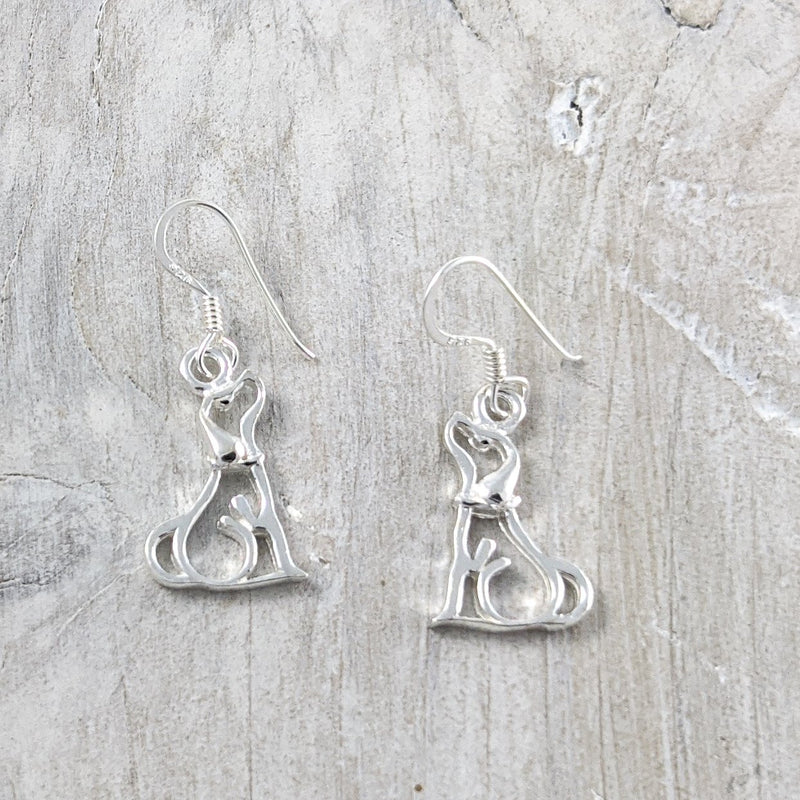 Silhouette Dog Earrings, Sterling Silver