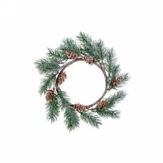 Glitter Pine 4"D Candle Ring