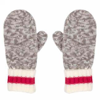 Grey Mittens with Red Band