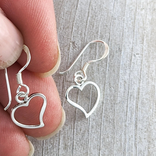 Tiny Heart Earrings, Sterling Silver