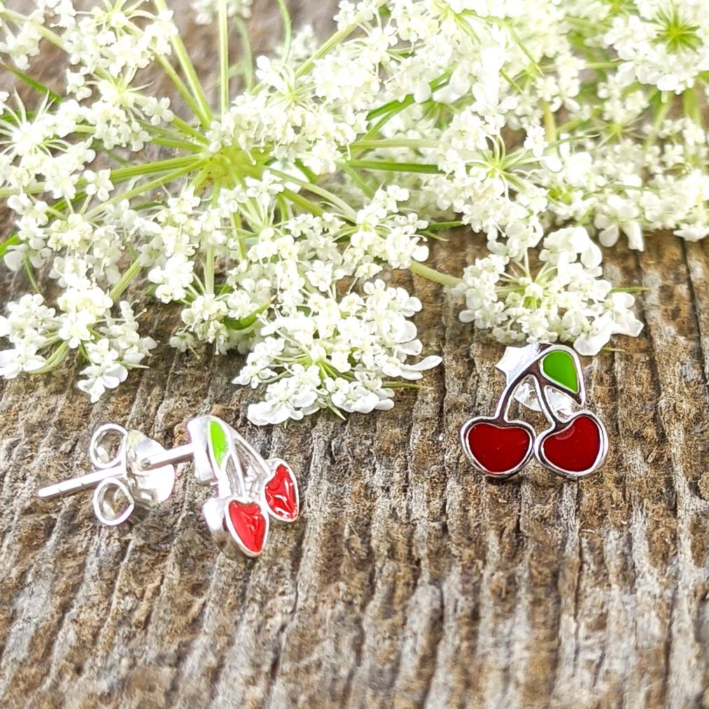 Red Cherries Stud Earrings