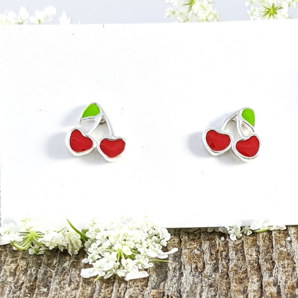 Red Cherries Stud Earrings