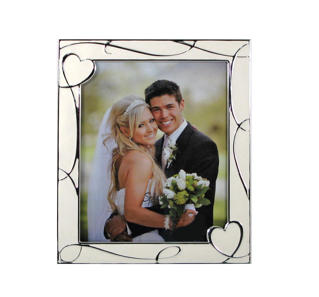 White Wedding Frame with Heart Swirls