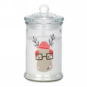 Candle Jar with Reindeer Motif-FINAL SALE