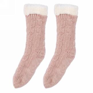 Pink Reading Socks with Faux Fur Trim