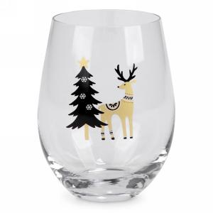 Stemless Deer and Tree Wine Glass