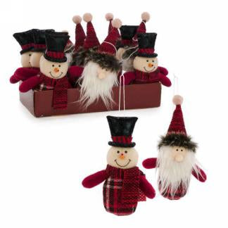 Santa or Snowman Plush Ornament