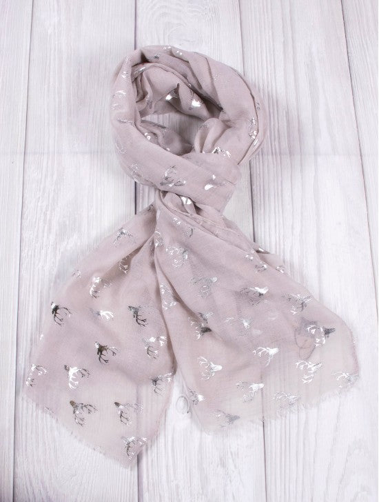 Metallic Deer Print Scarf