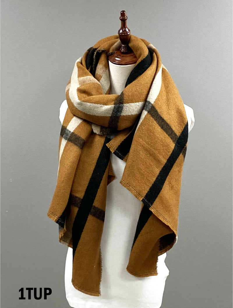Striped Blanket Scarf with Tassels or Fringe