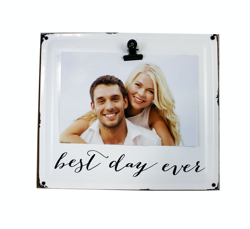Enamel Look Wood Block Photo Frame with Clip