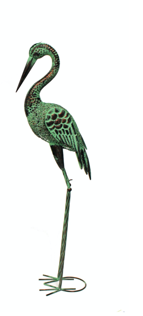 Vintage Green Egret Lawn Decor