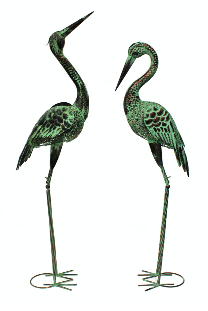 Vintage Green Egret Lawn Decor