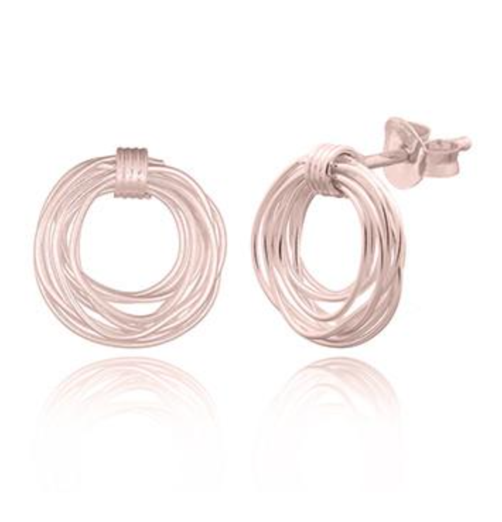 Wire Nest Stud Earrings-Rose Gold