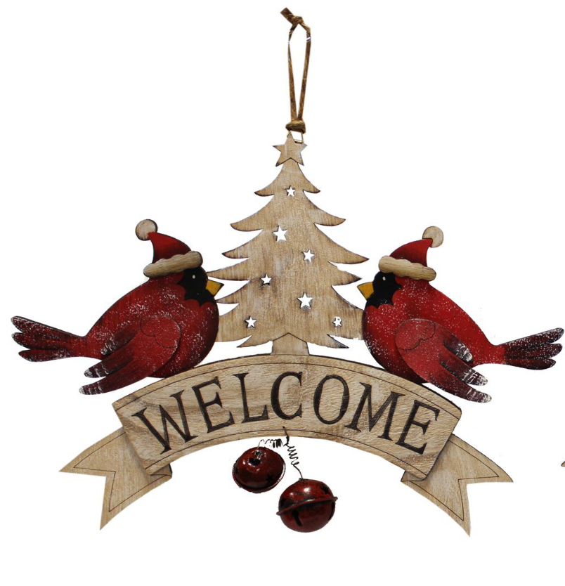 Hanging Wooden Christmas Welcome Signs