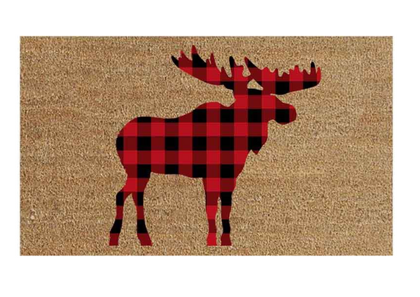 Plaid Moose Doormat
