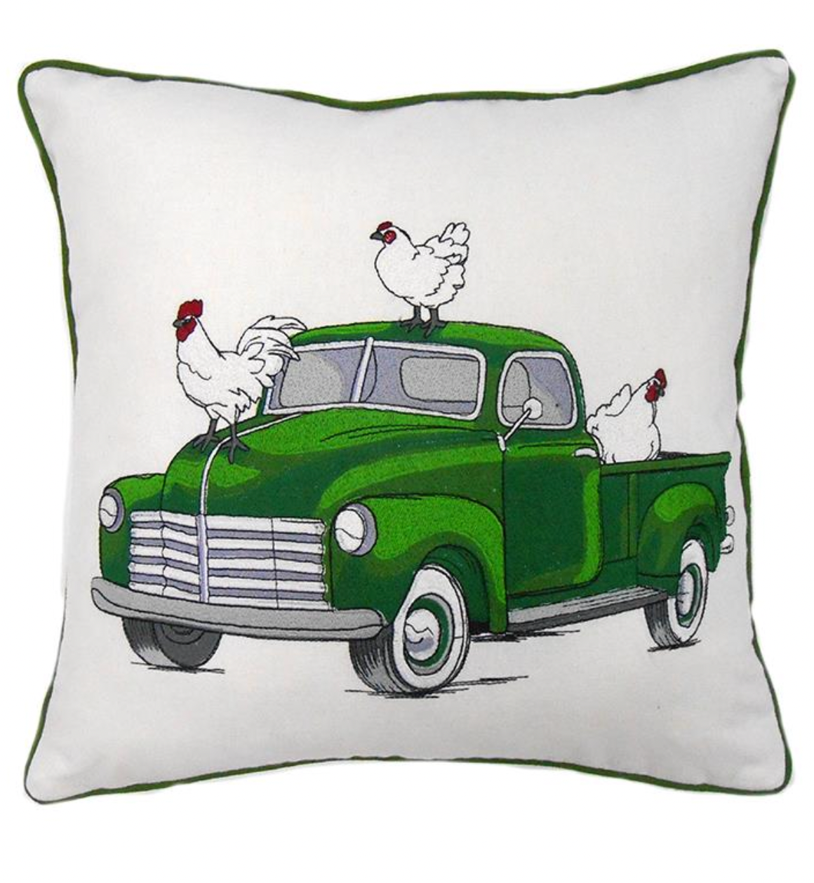 Farm Truck Embroidered Pillow
