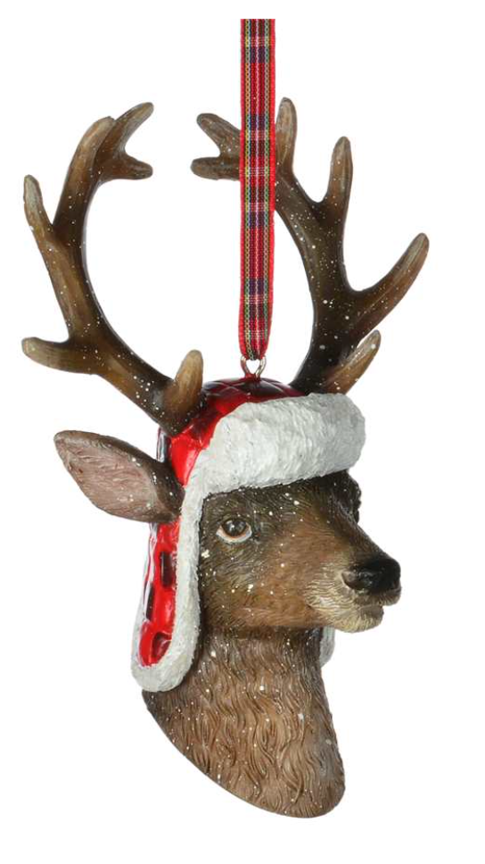 Deer or Moose with Trapper Hat Ornament
