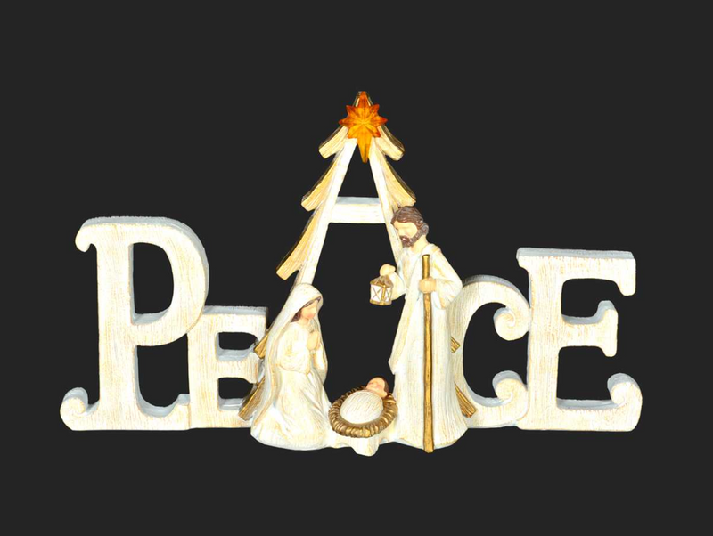 White Peace Nativity Sign