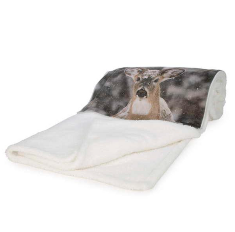 Deer Faux Fur Cushion Throw