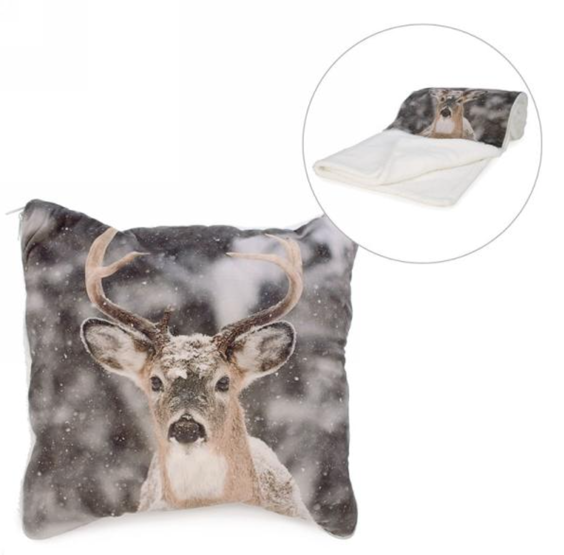 Deer Faux Fur Cushion Throw