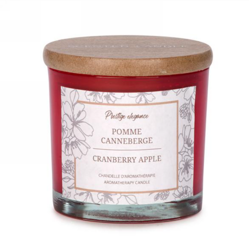 Red Glass Cranberry Apple Candle