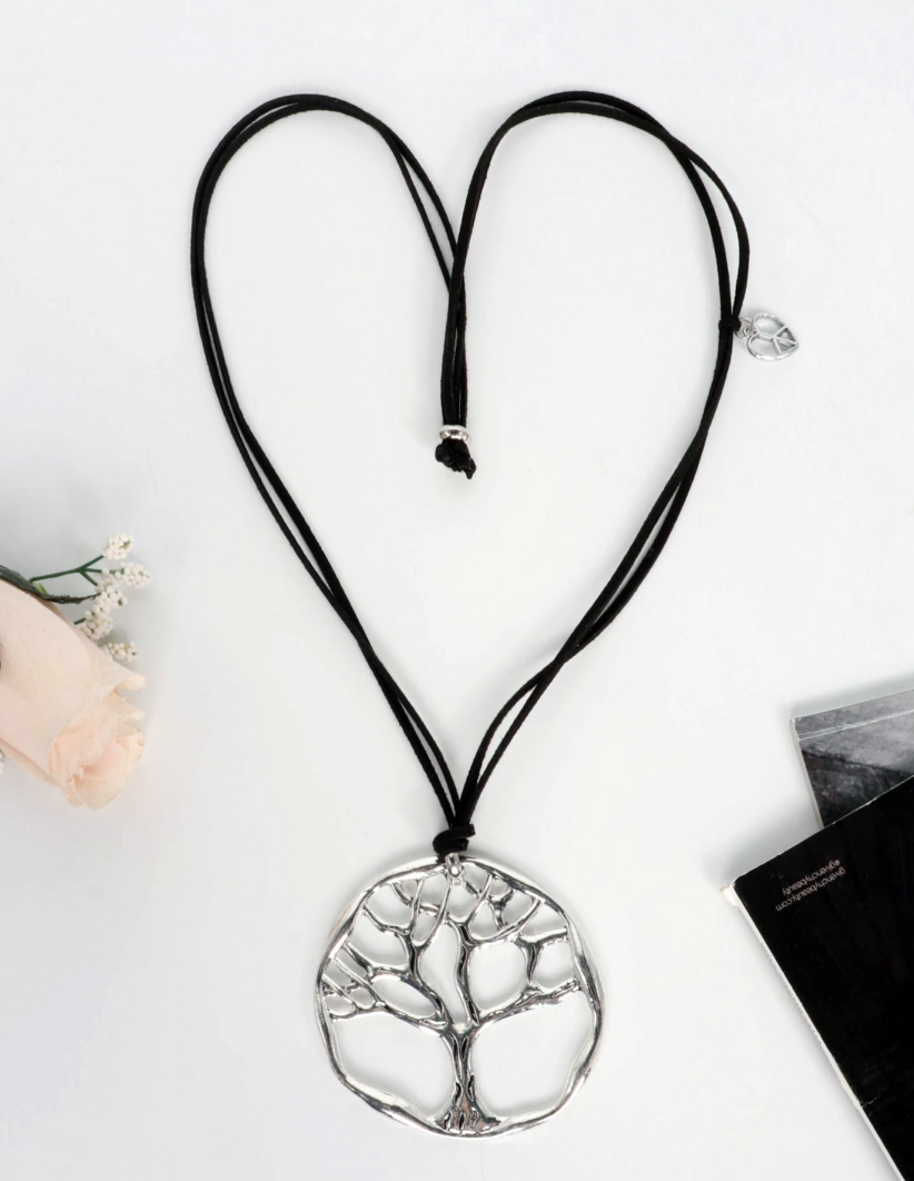 Rope Necklace with Abstract Tree