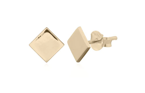 Square Stud Earrings (6mm), Gold Plated Sterling Silver