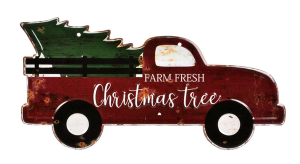 Red Truck with Tree Sign