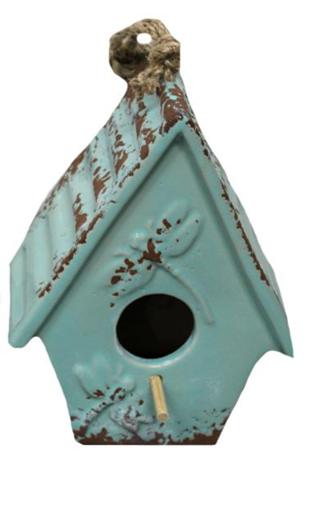 Ceramic Bird House-Dragonfly Motif