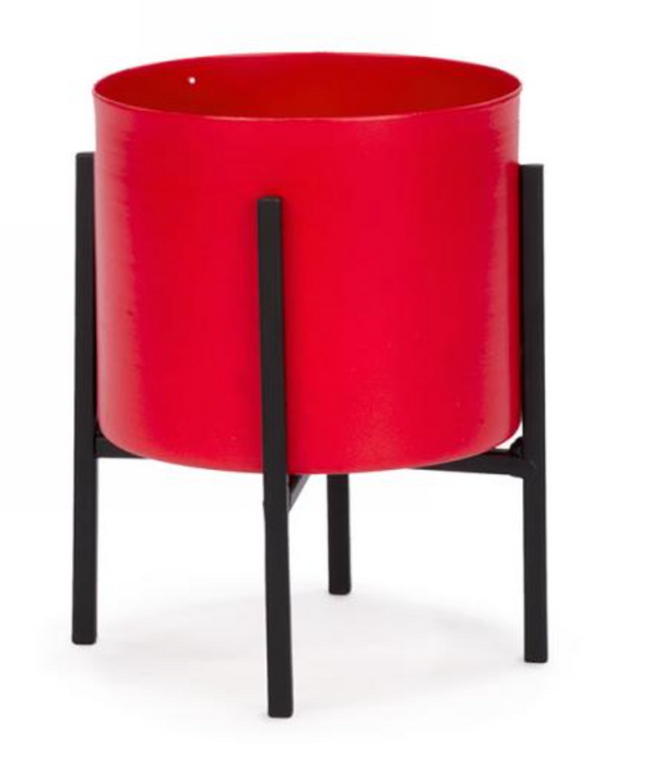 Red Planter and Stand