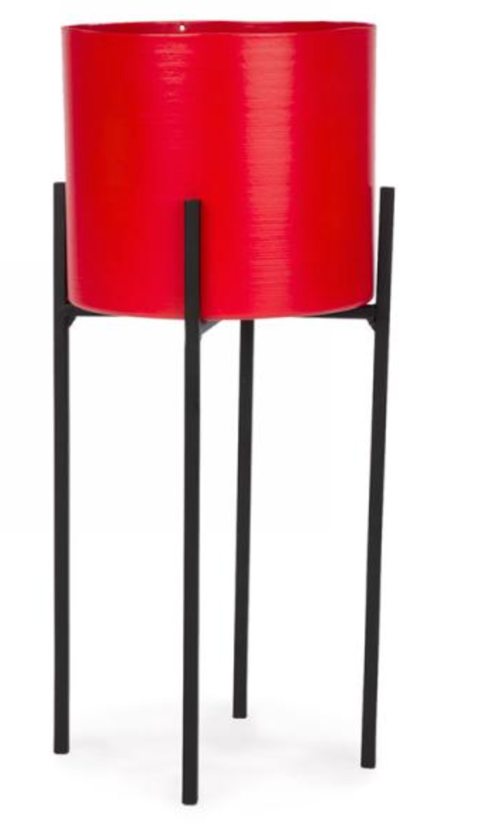 Red Planter and Stand