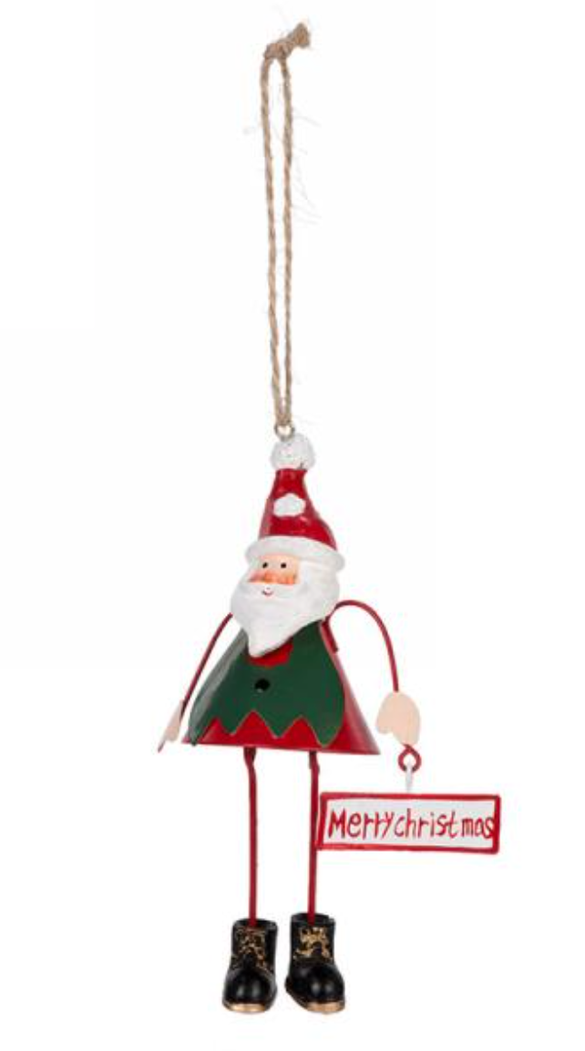 Metal Santa and Snowman Ornaments