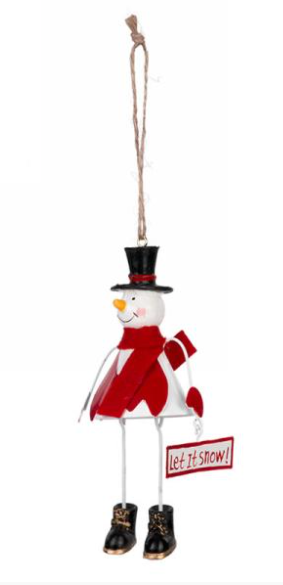 Metal Santa and Snowman Ornaments