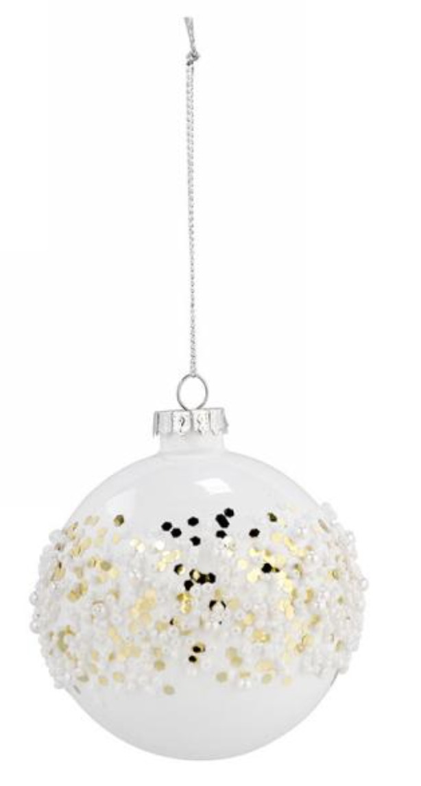 White and Gold Ball Ornament