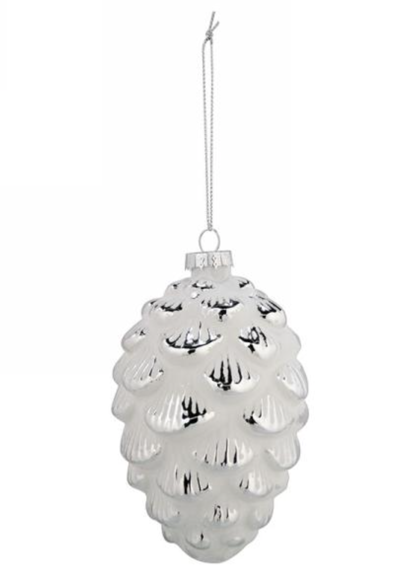 White Pinecone Ornament