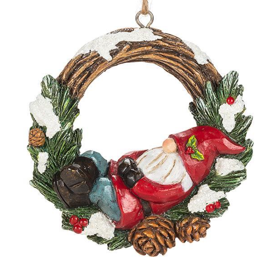 Gnome in Wreath Ornament