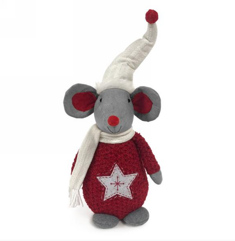 Red and White Knit Mouse