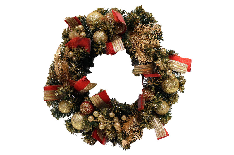 Wreath with Red and Gold Accents