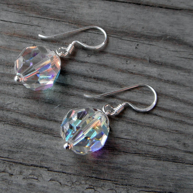 Large Faceted Crystal Earrings